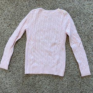NWOT Pink Long-Sleeved Cable Knit Sweater, Petite XS